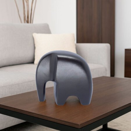 Escultura Elefante Minimalista em Cerâmica Fosca Decorativa - Black - Imagem 3