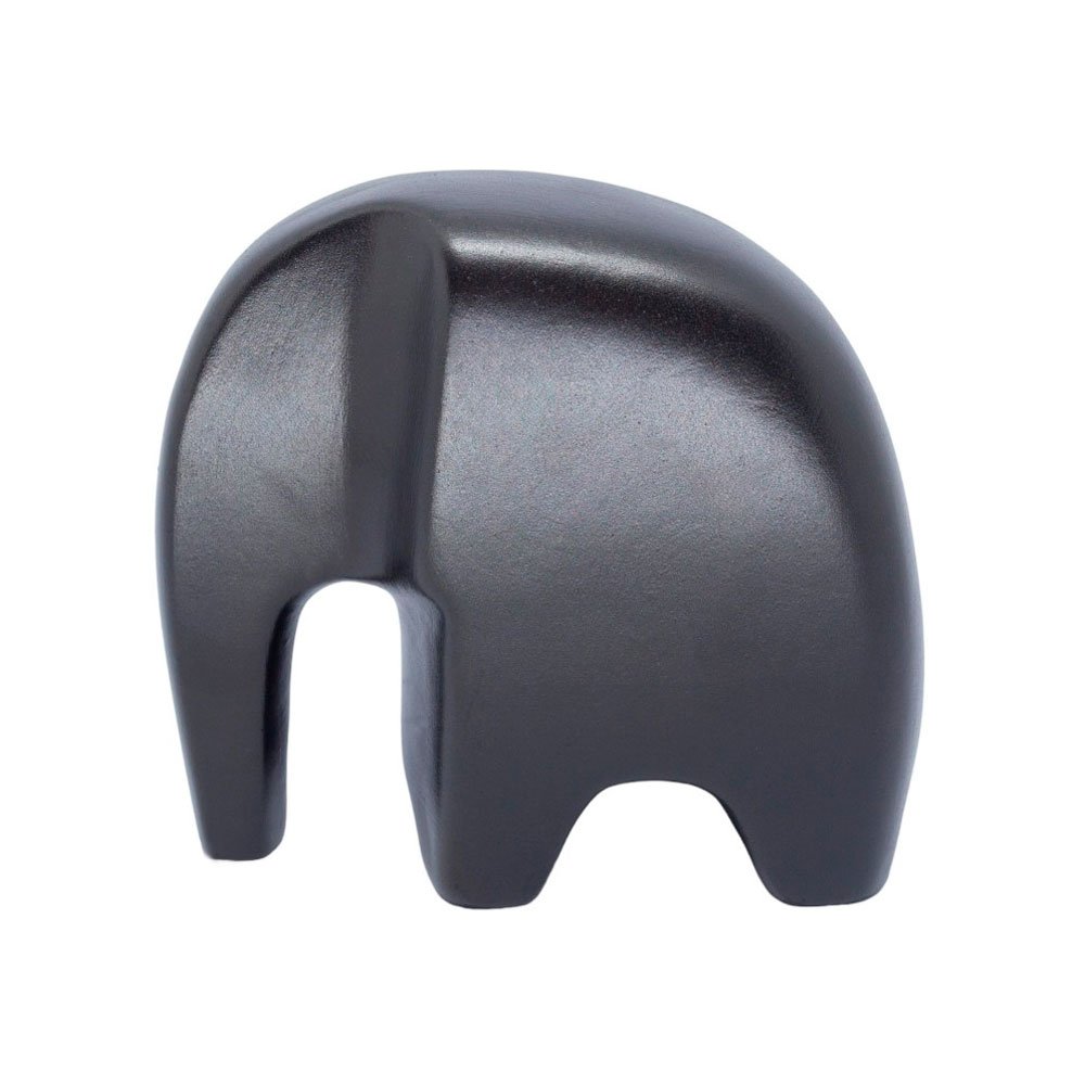 Escultura Elefante Minimalista em Cerâmica Fosca Decorativa - Black