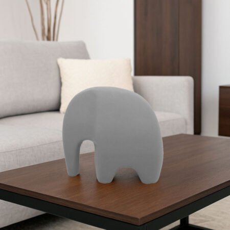 Escultura Elefante Minimalista em Cerâmica Fosca Decorativa - Cinza - Imagem 3