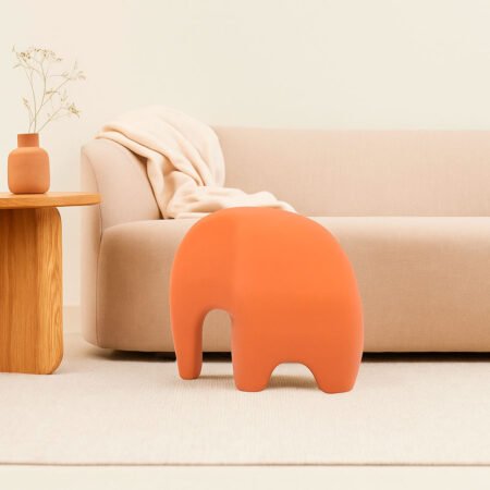 Escultura Elefante Minimalista em Cerâmica Fosca Decorativa - Terracota - Imagem 3