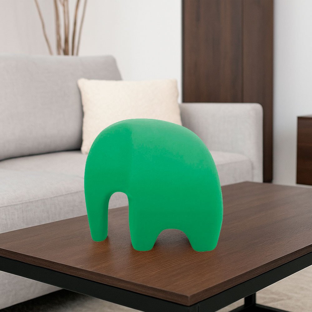 Escultura Elefante Minimalista em Cerâmica Fosca Decorativa - Verde - Imagem 2