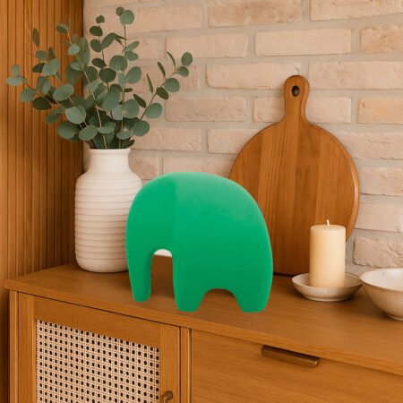 Escultura Elefante Minimalista em Cerâmica Fosca Decorativa - Verde - Imagem 3