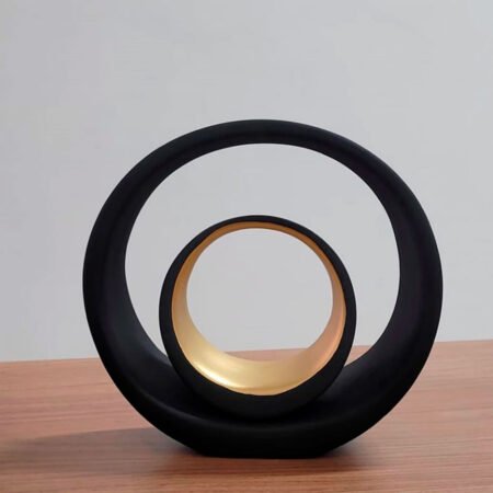 Escultura Dupla de Argolas em Cerâmica Fosca Decorativa - Black Gold - Imagem 3
