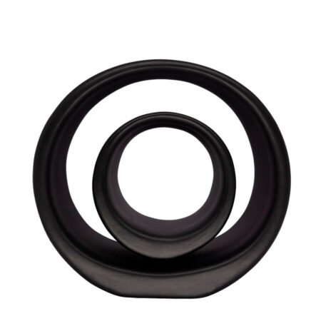Escultura Dupla de Argolas em Cerâmica Fosca Decorativa - Black