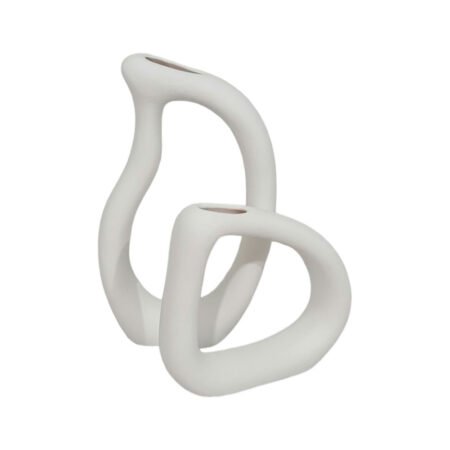 Par de Vasos Jully em Cerâmica Fosca Decorativa - White