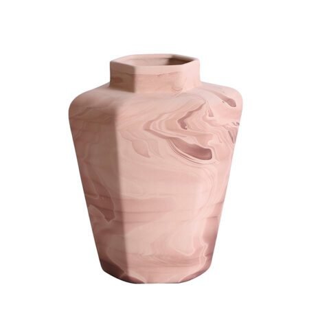 Vaso Geométrico Moderno em Cerâmica Fosca Decorativa - Bege Mescla