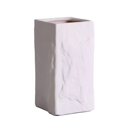 Vaso Rocha Conceitual em Cerâmica Fosca com Relevo - White