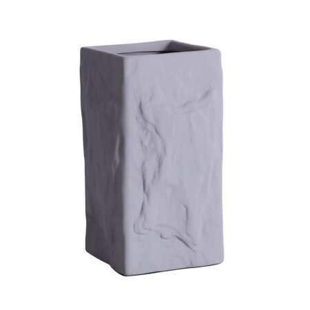 Vaso Rocha Conceitual em Cerâmica Fosca com Relevo - Cinza