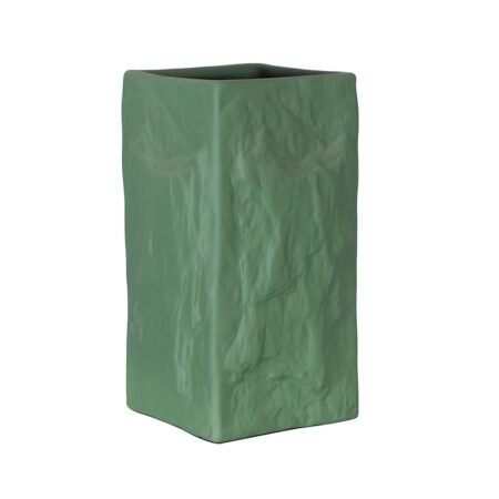 Vaso Rocha Conceitual em Cerâmica Fosca com Relevo - Verde Musgo