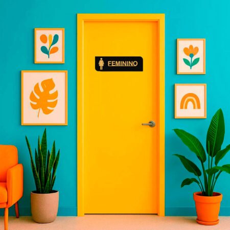 Placa Acrílica Sinalizadora de Banheiro Feminino Decorativa - Imagem 4