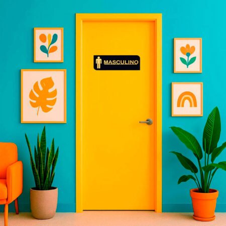Placa Acrílica Sinalizadora de Banheiro Masculino Decorativa - Imagem 4