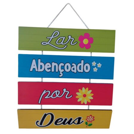 Placa em Madeira Decorativa – Lar Abençoado Por Deus!