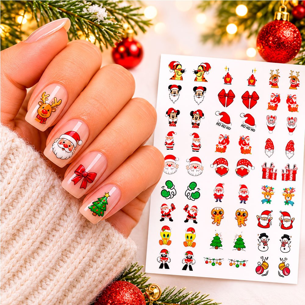 Kit 60 Películas Adesivas de Unha Natalinas 3D Nail Art Decoração de Natal - Imagem 2