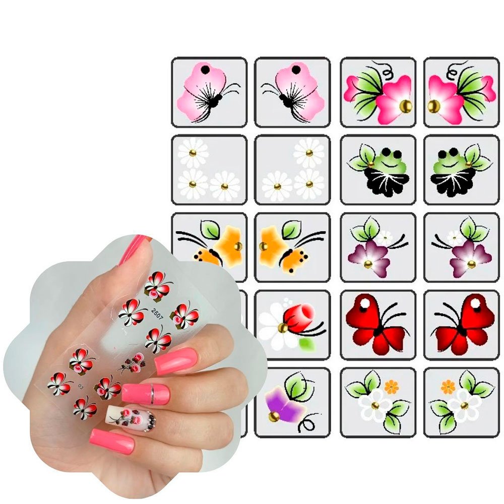 Kit 60 Películas Adesivas de Unha 3D/5D Pré-Prontas para Unhas Decoradas Nail Art - Imagem 4