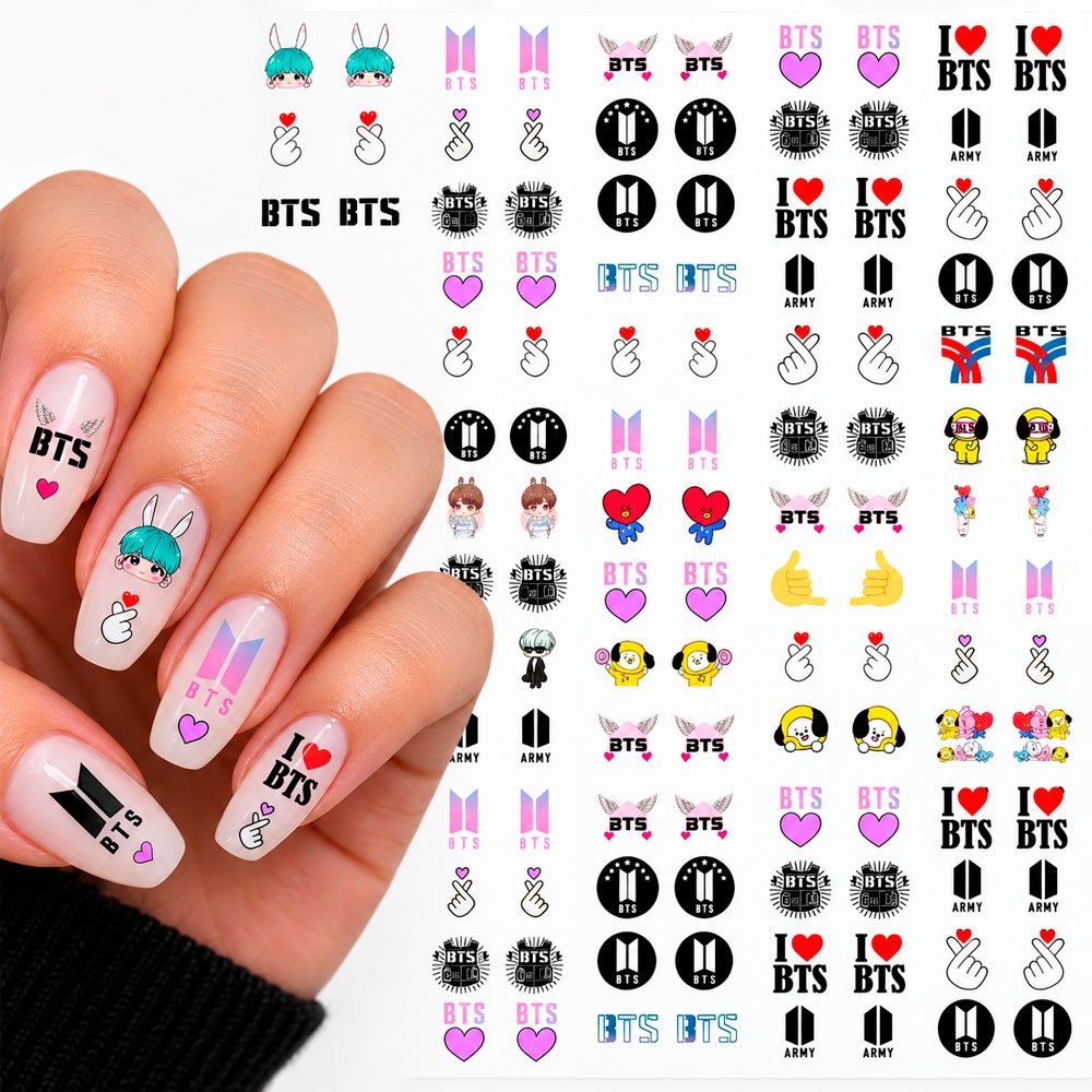 Kit 60 Películas Adesivas de Unha BTS K-Pop Dorama K-Drama Nail Art 3D - Imagem 3